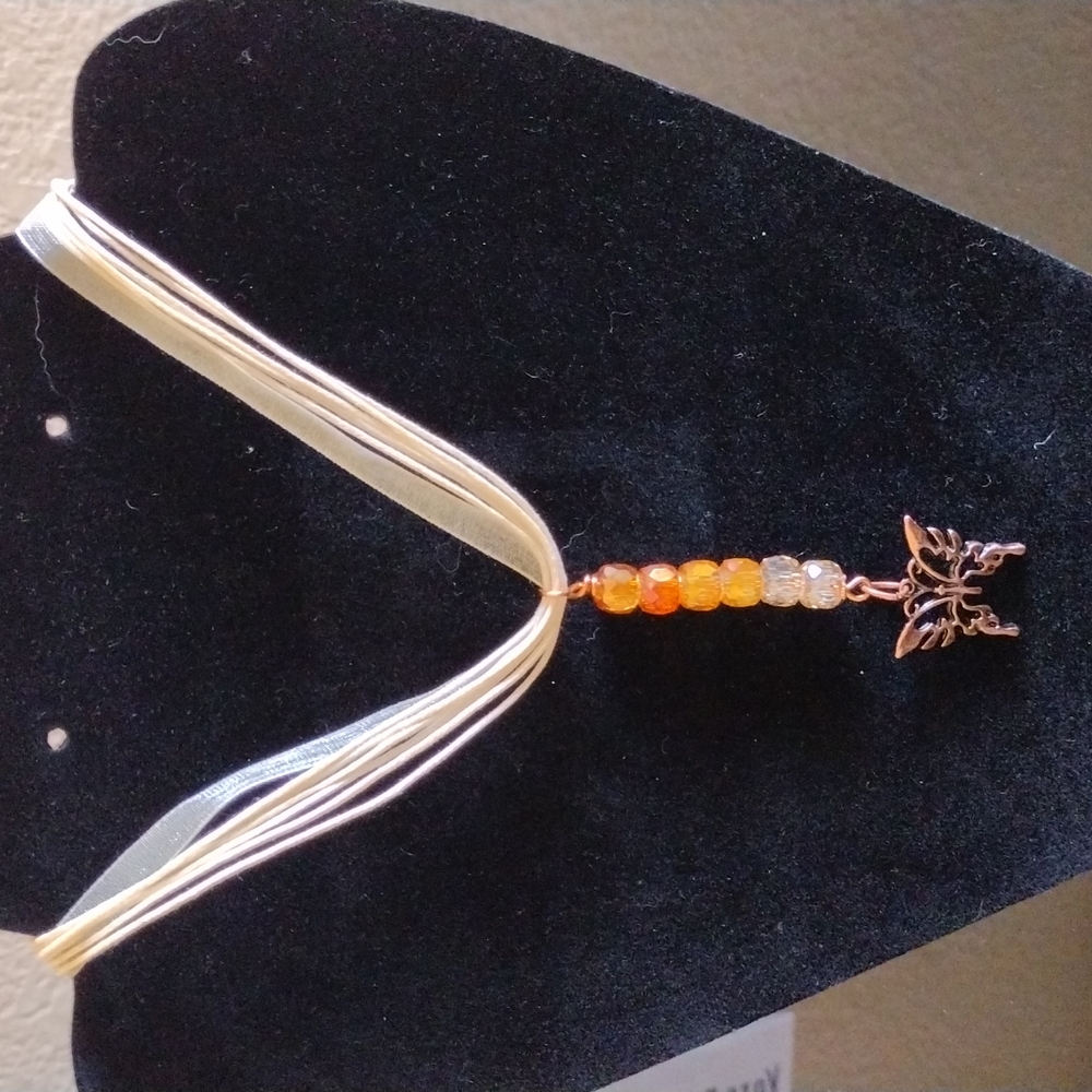 Orange ombre butterfly necklace